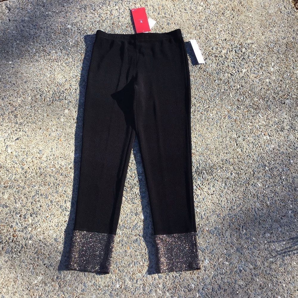NWT IC By Connie K Pants Size Pull On Black Shimmer USA NEW